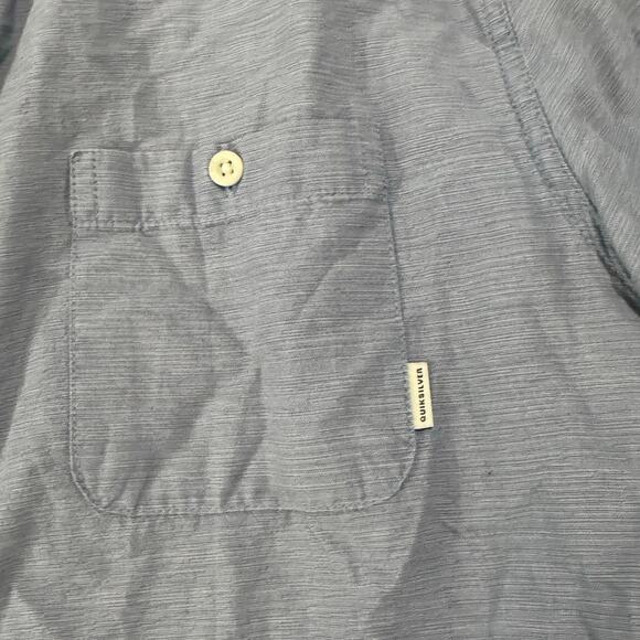 QuickSilver Men’s SS Button Down Blue Shirt Sz M - Picture 3 of 9